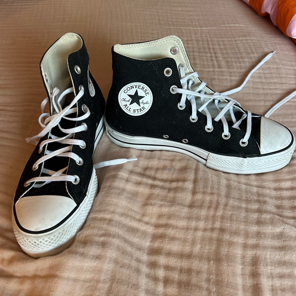 Converse All Star Black and White High-Tops (Platform)